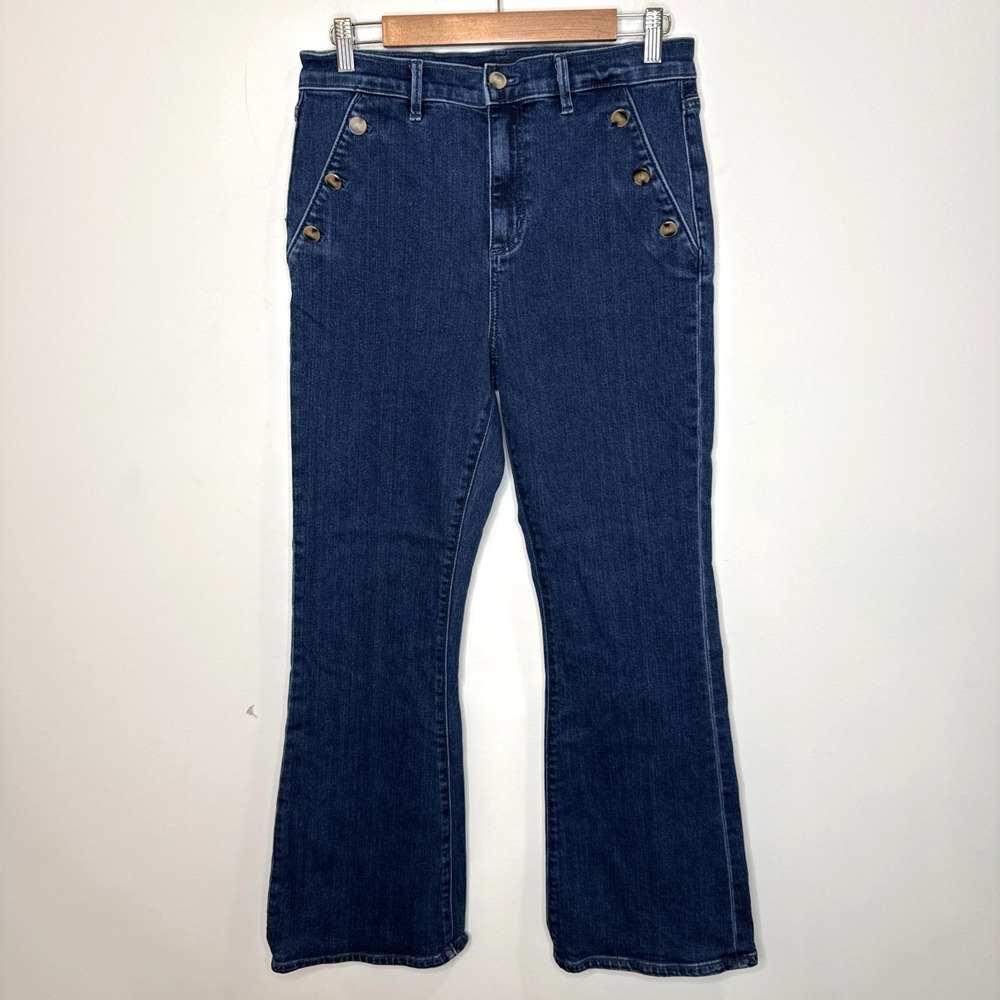 Ann Taylor Sailor Bootcut High Rise Jeans Womens Nautical Preppy Dark Wash 10